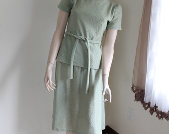1970s Two Piece Boucle Dress Set Size 10
