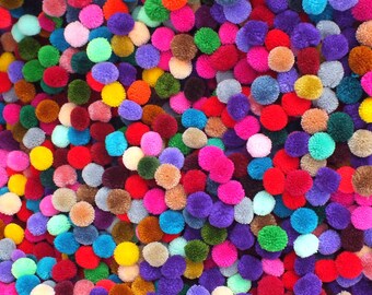 Lisu pompoms,100 pom pom , 1" inch, or 20mm, mixed your colors, handmade cotton pompom, Beautiful Colours, Pick-your colours