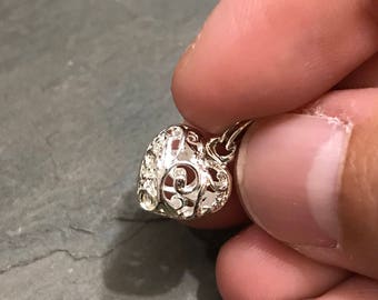 Vintage sterling silver heart shaped charm, 925 silver charm