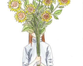 sunflower bouquet digital download