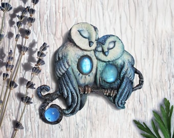 Owls from the Lavender Valley. Brooch