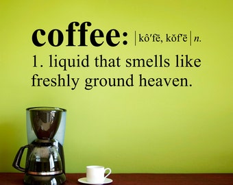 Coffee Decal - Dictionary definition Wall Sticker - Coffee Kitchen Wall Decal