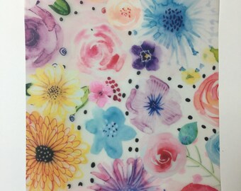 Hand painted floral paper
