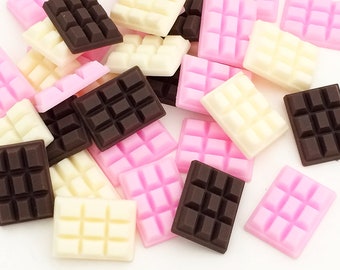9 pcs Squishy Chocolate Bar Cabochons Kawaii Cabochons Plastic Flat Back Slime Charms Fake Food