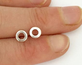 Silver Stud Earrings, Sterling Silver, Circle, Stud Earrings, Minimalist, Boho, Silver Earrings, Studs, Round, Gifts, Tiny, Silver Jewelry