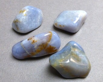 Tumbled Chalcedony. Blue Chalcedony. Gemstone Undrilled. Wire Wrapping Stone. Pantone 2016. 25mm - 35mm. One (1)