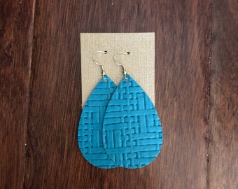 Pacific Blue Leather Earrings