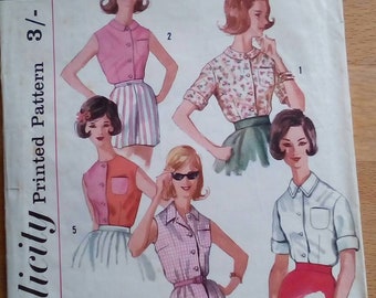 1960s Blouse - 34" Bust - Simplicity 3745 - Vintage Sewing Pattern