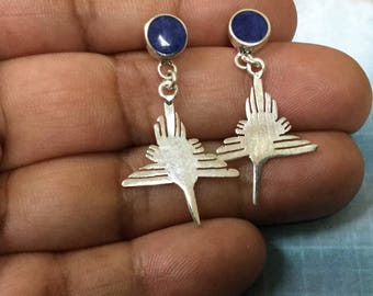 Nazca Silver Earrings, Nazca Bird Earrings, Sterling Silver Nazca Lines Earrings, 950 Sterling Silver Nazca Earrings