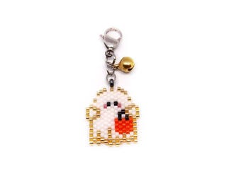Halloween Ghost Seed Bead Charm