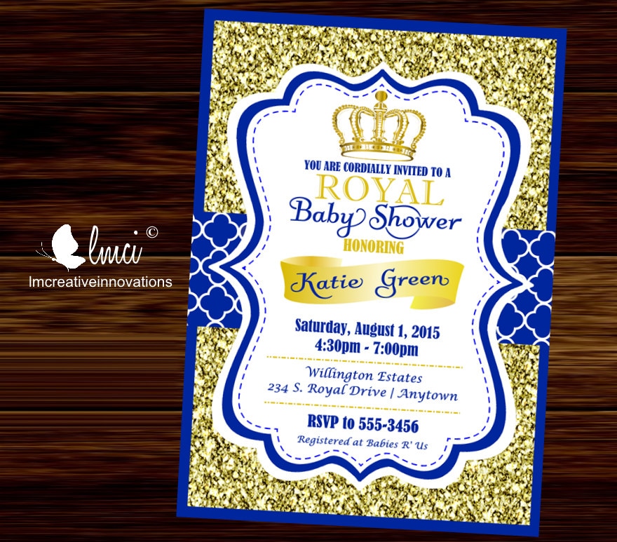 Royal Blue And Gold Baby Shower Invitations 10