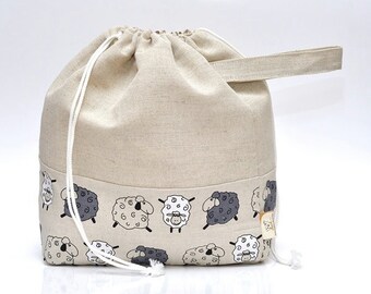 LARGE Drawstring Knitting Project Bag. Special KnitterBag design.