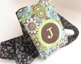 Women's Small Clutch Bag Passport Purse Quilted Monogrammed Custom Personalized teal brown peridot green