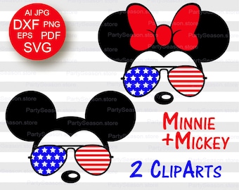 Mickey Sunglasses USA Flag svg Minnie Sunglasses Svg Bundle American Flag July 4th Mickey SVG Minnie SVG Disney Family Shirts Independence
