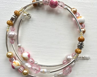 Beautiful Spring Themed Beaded Wrap Bracelet