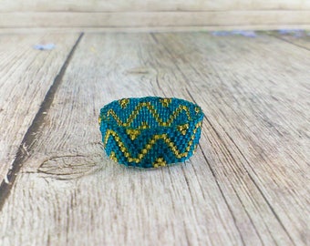 Blue zircon ring Gold ring Statement rings Midi ring Teal blue green jewelry Teal green Matte gold Teal and gold Blue gold gift for her