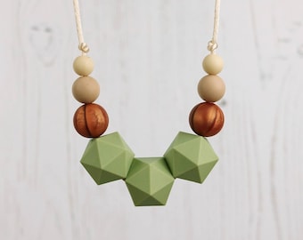 Teething Jewellery, Breastfeeding Necklace, Geometric Beads, Nursing Necklace, Baby Shower Gift, Teething Beads, Copper, Silicone Teether