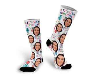 Custom Photo Socks, Birthday Socks, Birthday Gift, Personalized Socks, Photo Socks, It's My Birthday, Funny Socks, Birthday --62152-SOX1-603