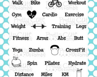 Fitness Planner 4x6" Clear Photopolymer Stamp Set