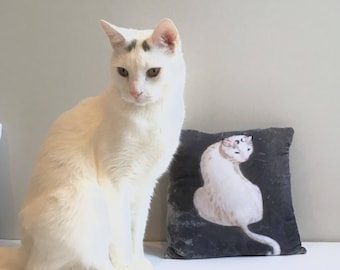 hand painted 100% silk velvet pet portrait pillow12*12