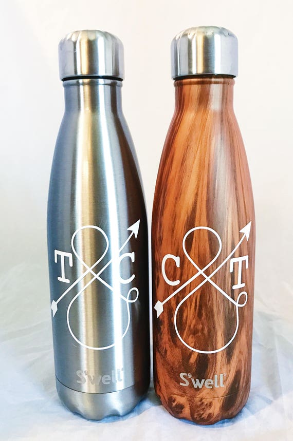 Personalized Love Ampersand S'well Bottle - Teakwood - Wedding, Christmas, Anniversary, Valentine's Day Swell Bottle