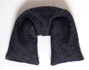 Flaxseed Neck Wrap Organic Cotton & Hemp Denim - Flax seed pillow - Microwavable Heat Pack - Pillow Heating pad