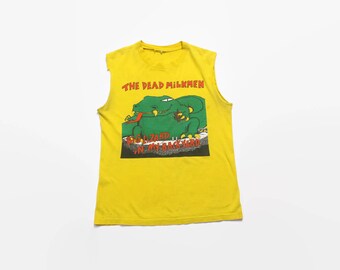 Vintage 80s The Dead Milkmen Tank / 1980s Big Lizard in My Backyard Cut Off T-Shirt M