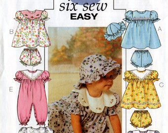 Uncut Infants' DRESS JUMPSUIT HAT Panties Pattern Butterick #4110 Size Small-Medium-Large-Extra Large Spring/Summer 6 Easy Views Sewing