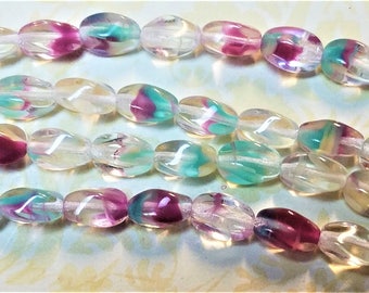 Czech glass pinch bead, 6mm x 3mm 17 pieces