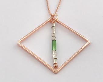 Geometric Pendant, Square Pendant, Rose Gold Pendant, Rose Gold Necklace, Rose Gold Jewellery, Rose Gold Jewelry, Modern Jewelry