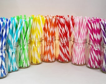 Reusable Straws BPA Free Eco Friendly Striped Straws, Summer Time, 10 For DIY Tumblers Make Your Own Mason Jar Cup, Wedding Favors