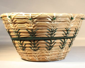 Pine Needle Basket with Green Accents