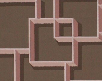1950s Vintage Wallpaper Atomic Mid Century Pink and Brown by the Yard