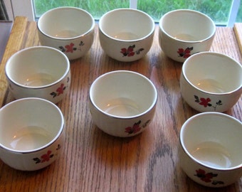 Qty of 1 Hall China Red Poppy Custard Bowls 1940 Era