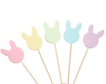 Pastel Easter Bunny Cupcake Toppers - Easter Party Decorations - Easter Decor