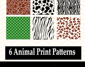 Animal Print SVG Bundle and Clipart, Giraffe print svg, Zebra print svg, fish scales svg, leopard print svg, files for silhouette, cricut