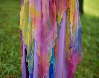 Nuno Felted Belt-Rainbow Belt-Silk Belt-Rainbow Felt Costume-Rainbow Fairy Belt-Fairy Costume-Rainbow Costume-Woodland Costume OOAK