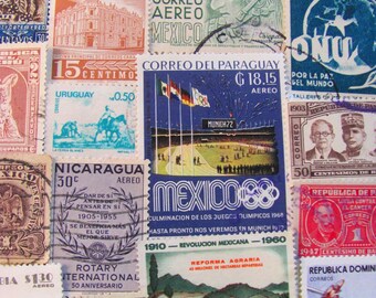 Latin Love 50 Vintage Latin American Postage Stamps Hispanic South America Central America Mexico Brasil Peru Venezuela Brazil Steampunk DR