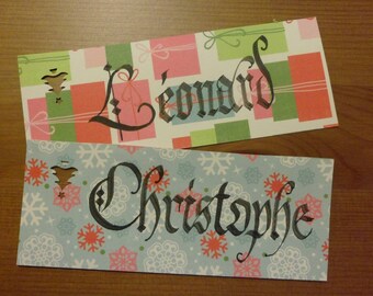 Lot de 5 étiquettes papier pour prénom -