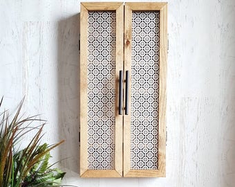 Wall Mounted Essential Oil Storage Cabinet || Mosaic - Kitchen Storage, Farmhouse Style, Essential Oil Shelf, Rustic Home Decor
