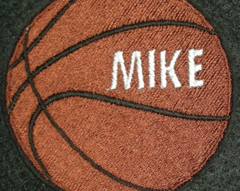 Basketball Iron On or Sew On Patch, Plain or Personalized 100% Embroidered 4" Diameter, Sports