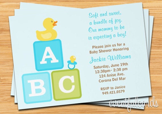 Abc Blocks Baby Shower Invitations 2