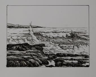 Gentle Waves, Pen & Ink Drawing