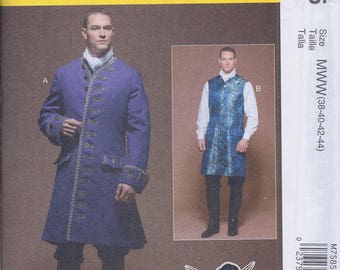 McCall's 7585 Mens 18th Century Outlander Cos Play Coat Vest UNCUT Sewing Pattern