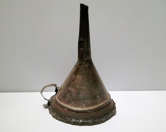 Antique Primitive Handmade Tin Funnel