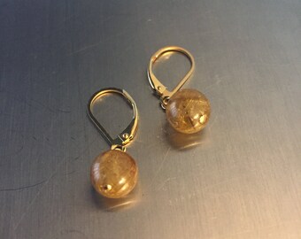 14kt Gold and Rutilated Quartz Earrings