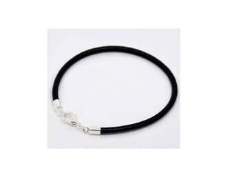 Black leather strap of 18 cm
