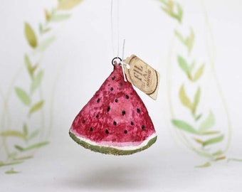 Miniatur Melone Nostalgischer Christbaumschmuck Wattefigur Ornament Spun Cotton