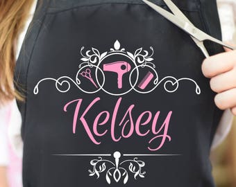 hair stylist apron, gift for hairdresser, beauty salon, personalized hairstylist apron, cosmetologist, custom barber apron