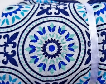 Navy blue medallion baby girl blanket
